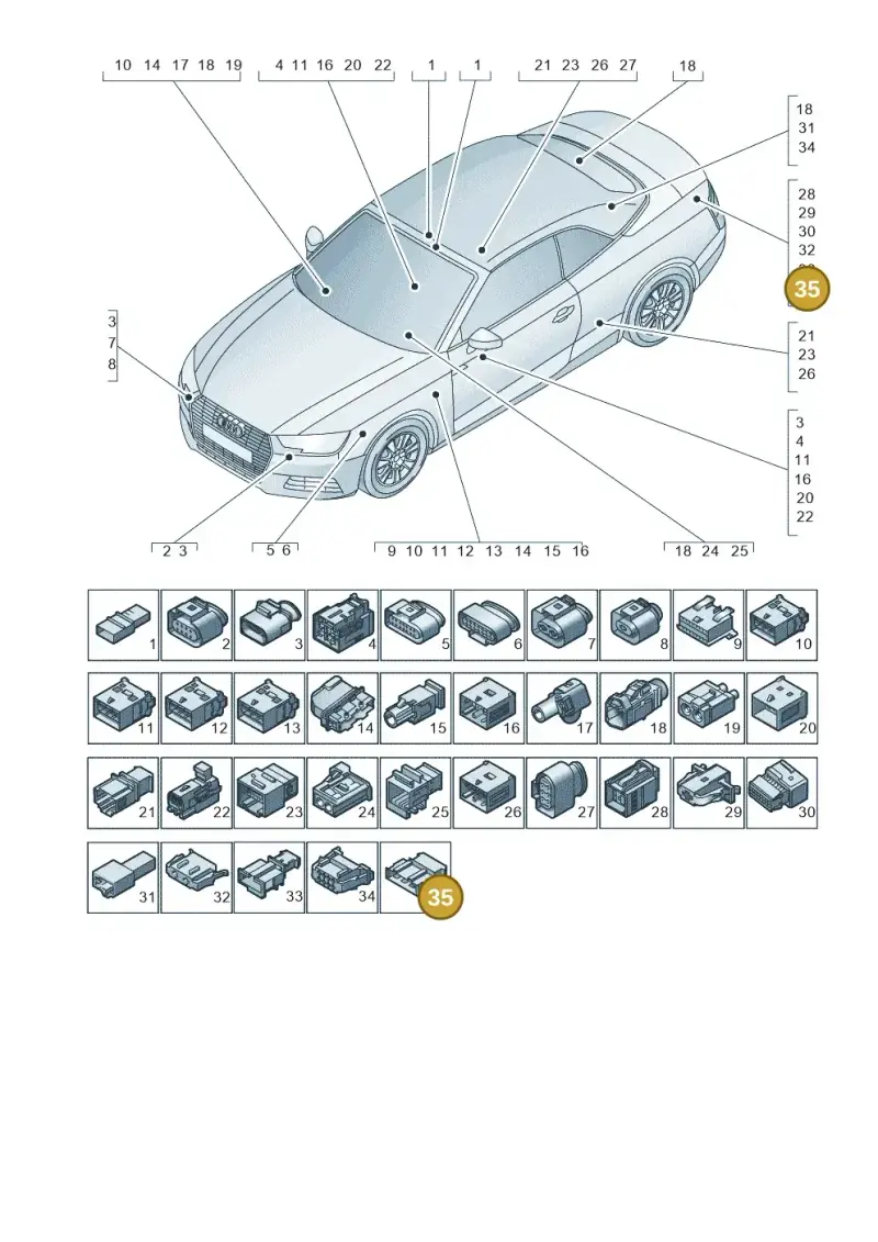 1J0972763 — Audi A5 Cabriolet (2016-2025) diagram 848971790, position 35