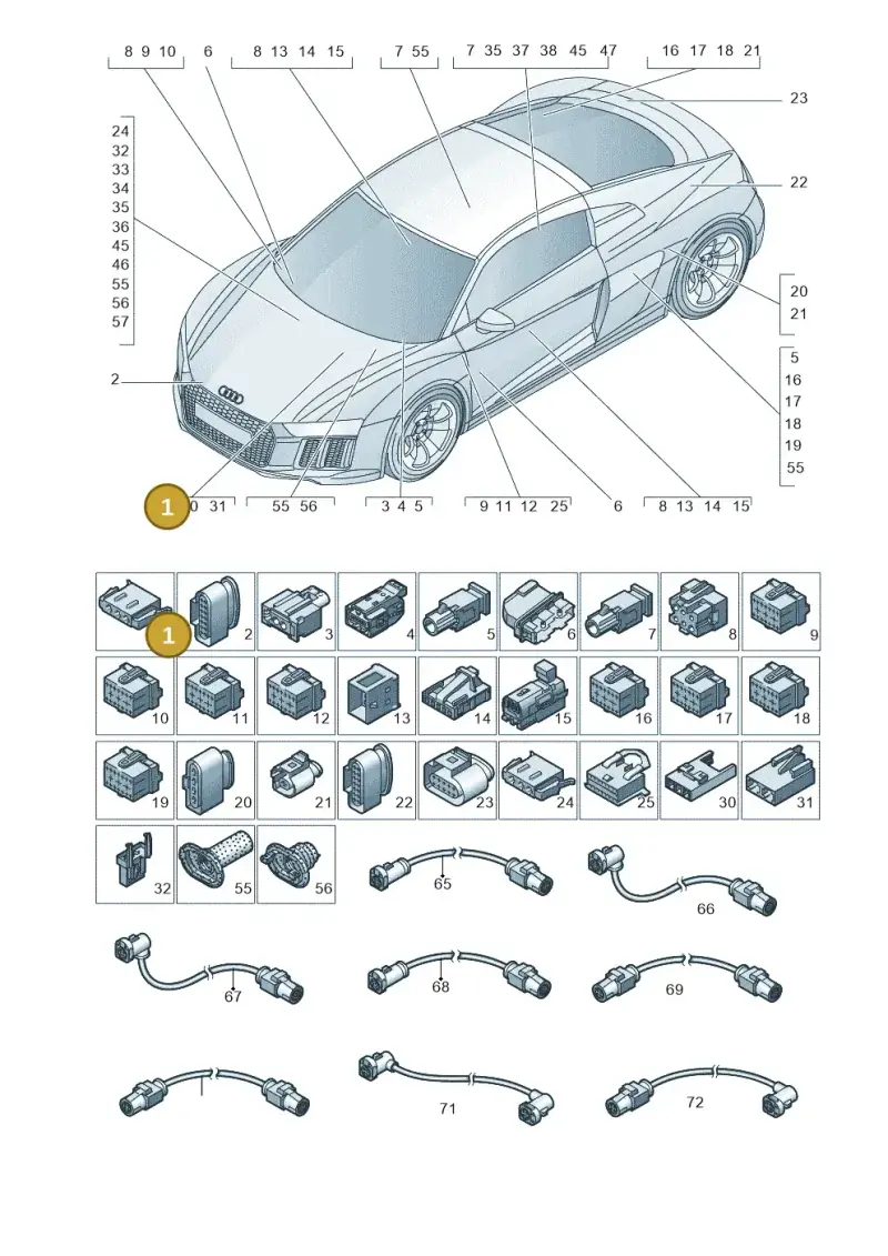 1J0972763 — Audi R8 Spyder (2015-2024) diagram 872971790, position 1+24