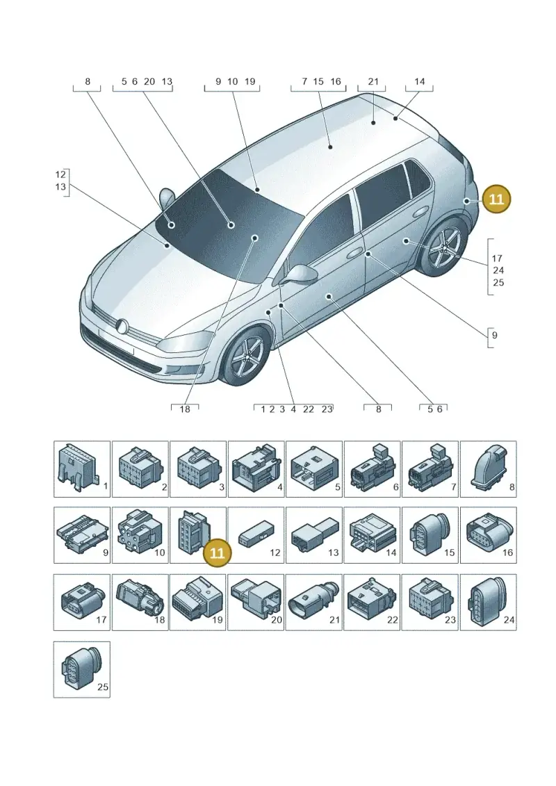 1J0972784 — Volkswagen Golf 2.0 (2016-2020) diagram 746971790, position 11