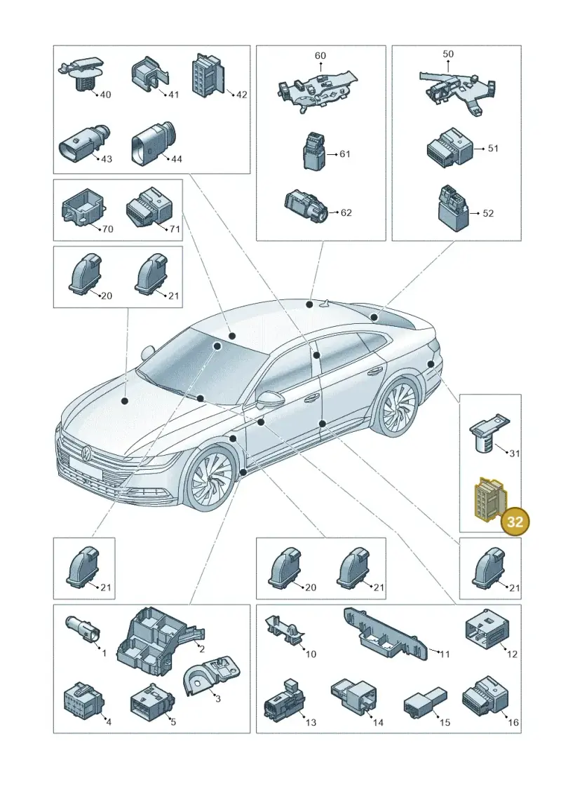 1J0972784 — Volkswagen Arteon (2017-2023) diagram 828971910, position 32