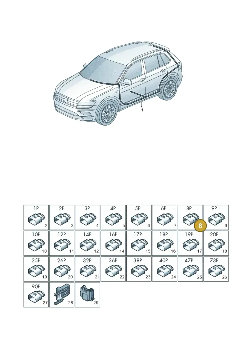 1J0972784 — Volkswagen Tiguan 2.0 4Motion (2016-2024) diagram 884971082, position 8