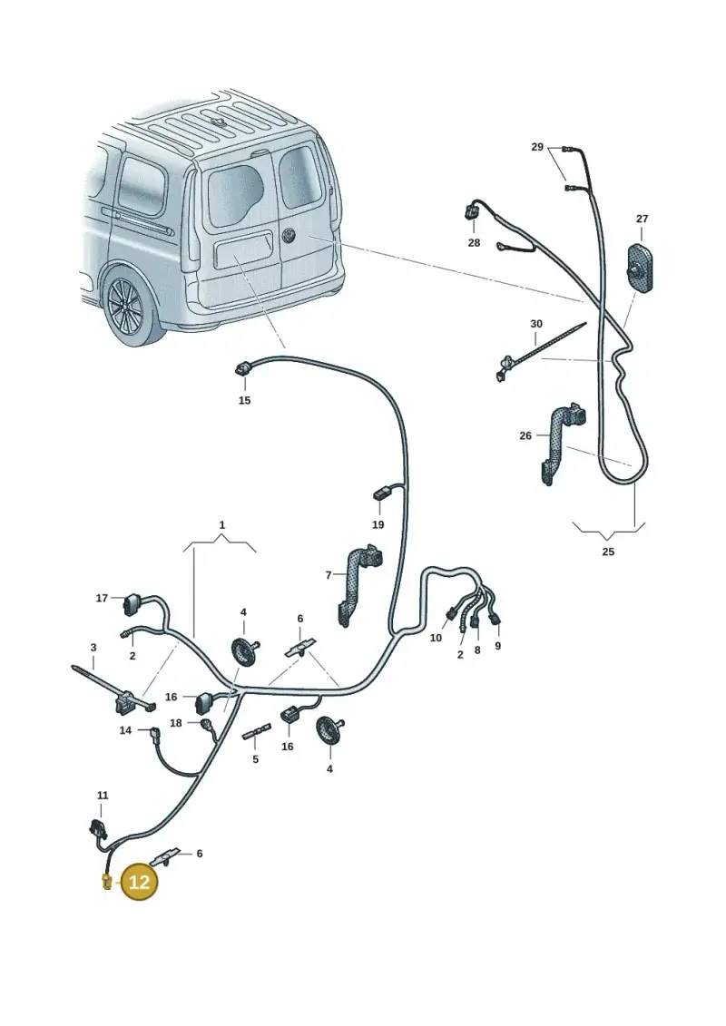 1J0973115A — Volkswagen Caddy Maxi Kombi (2020-2024) diagram 2ka972082, position 12