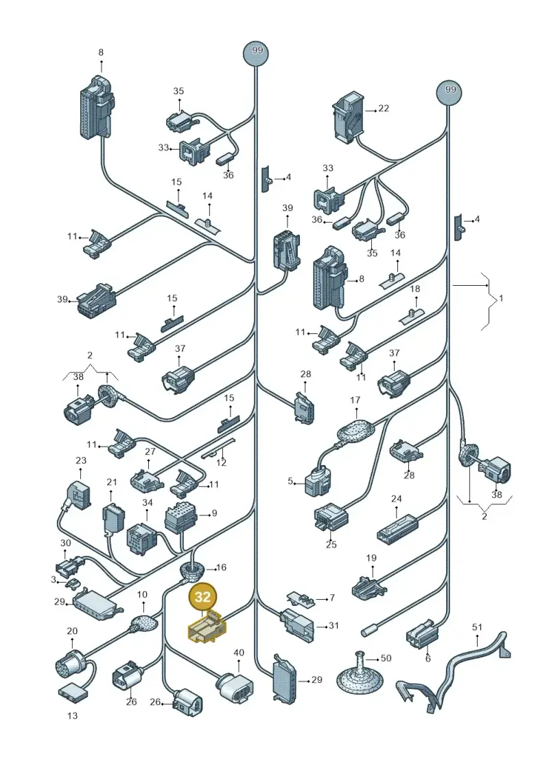 1J0973303A — Volkswagen Polo (2012-2014) diagram 672972010, position 32