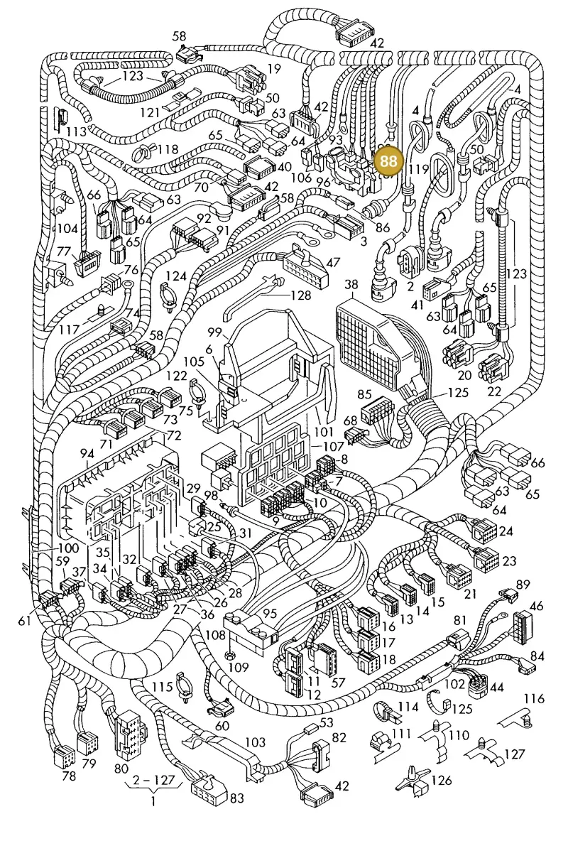 1J0973303M — Volkswagen Polo (2011-2014) diagram 225971850, position 88