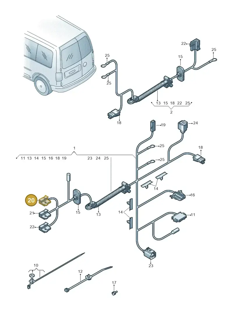 1J0973333 — Volkswagen Caddy kombi (2015-2020) diagram 443972820, position 20