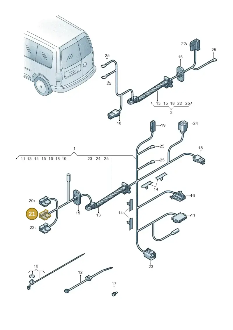 1J0973333A — Volkswagen Caddy kombi (2015-2020) diagram 443972820, position 21