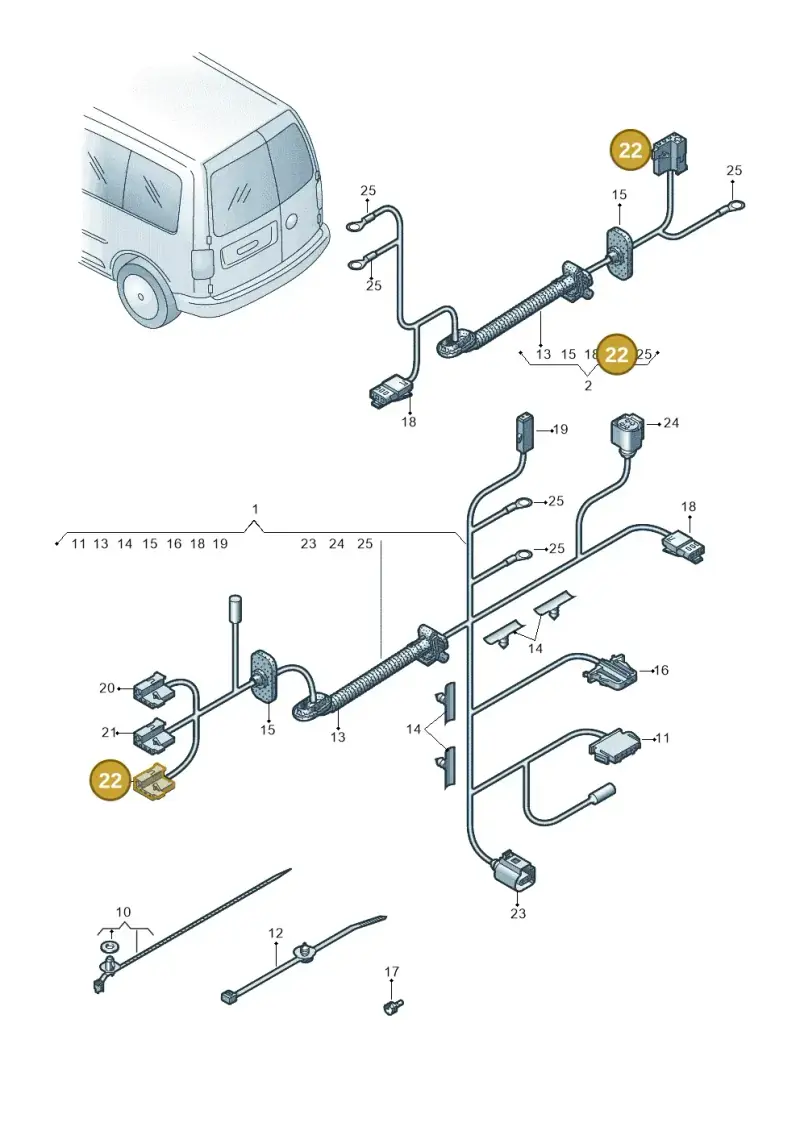 1J0973333M — Volkswagen Caddy (2015-2020) diagram 443972820, position 22