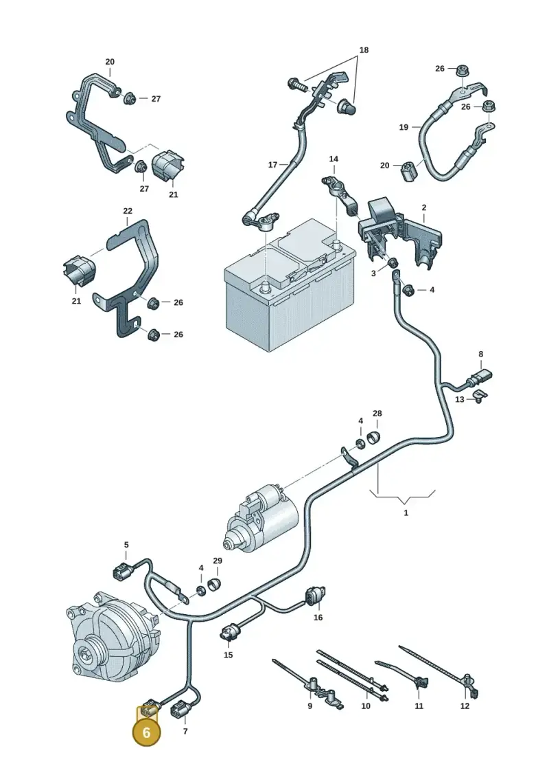 1J0973702 — Volkswagen Caddy Maxi Kombi (2020-2024) diagram 2ka971002, position 6