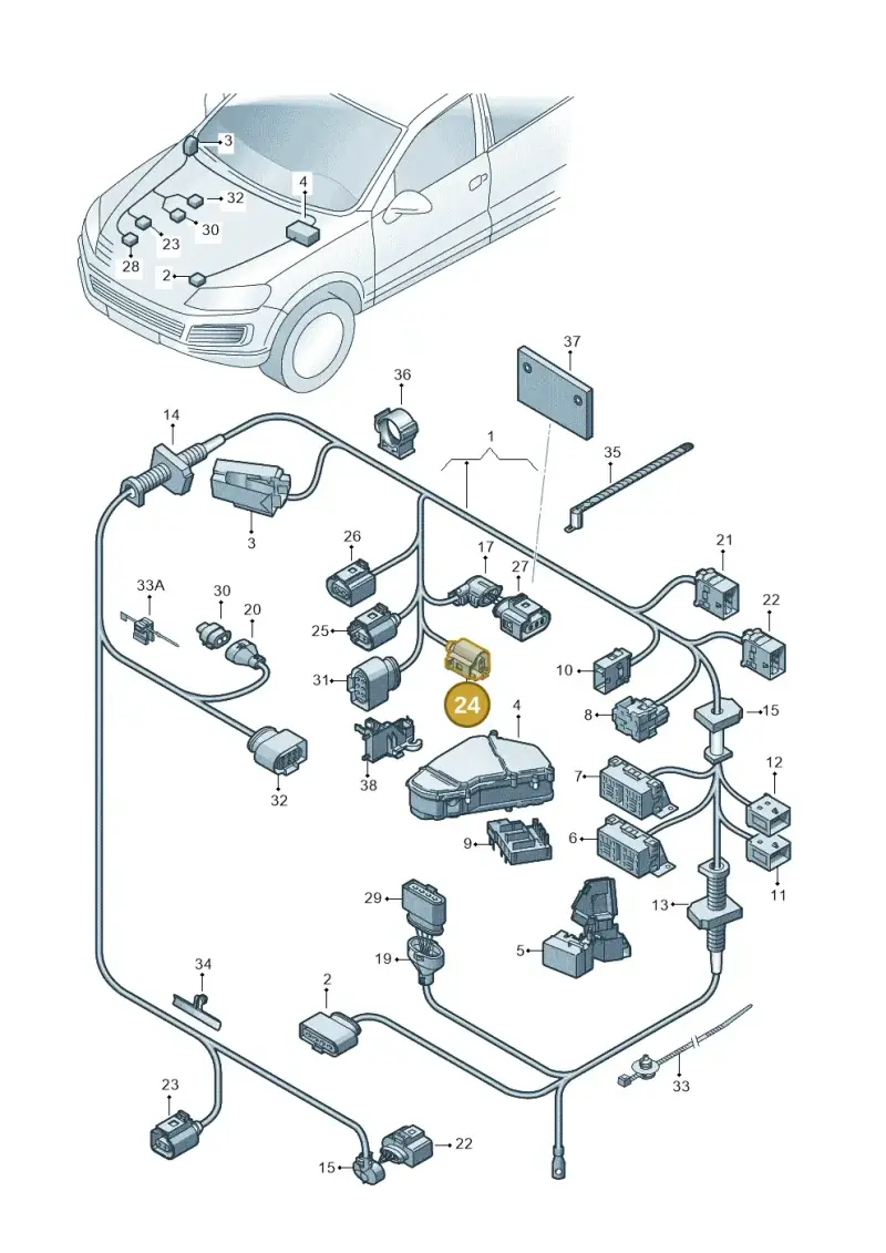 1J0973702A — Volkswagen Touareg BlueMotion (2014-2018) diagram 693971220, position 24