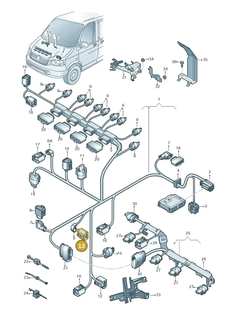 1J0973703B — Volkswagen Caravelle (2015-2019) diagram 731971040, position 13