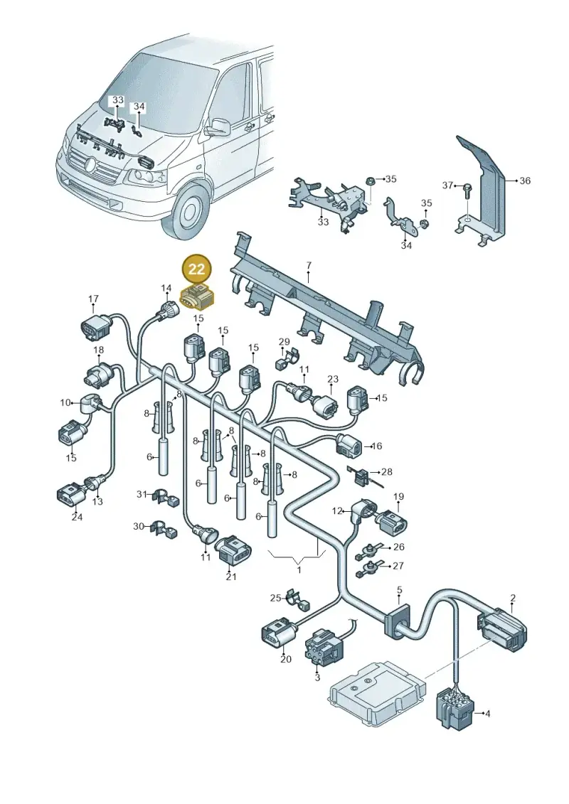 1J0973705 — Volkswagen Caravelle (2015-2019) diagram 679971060, position 22