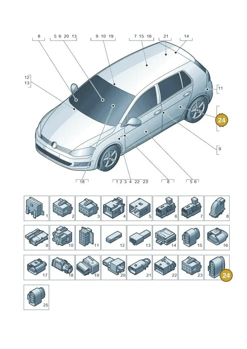 1J0973705 — Volkswagen Golf 2.0 (2016-2020) diagram 746971790, position 24