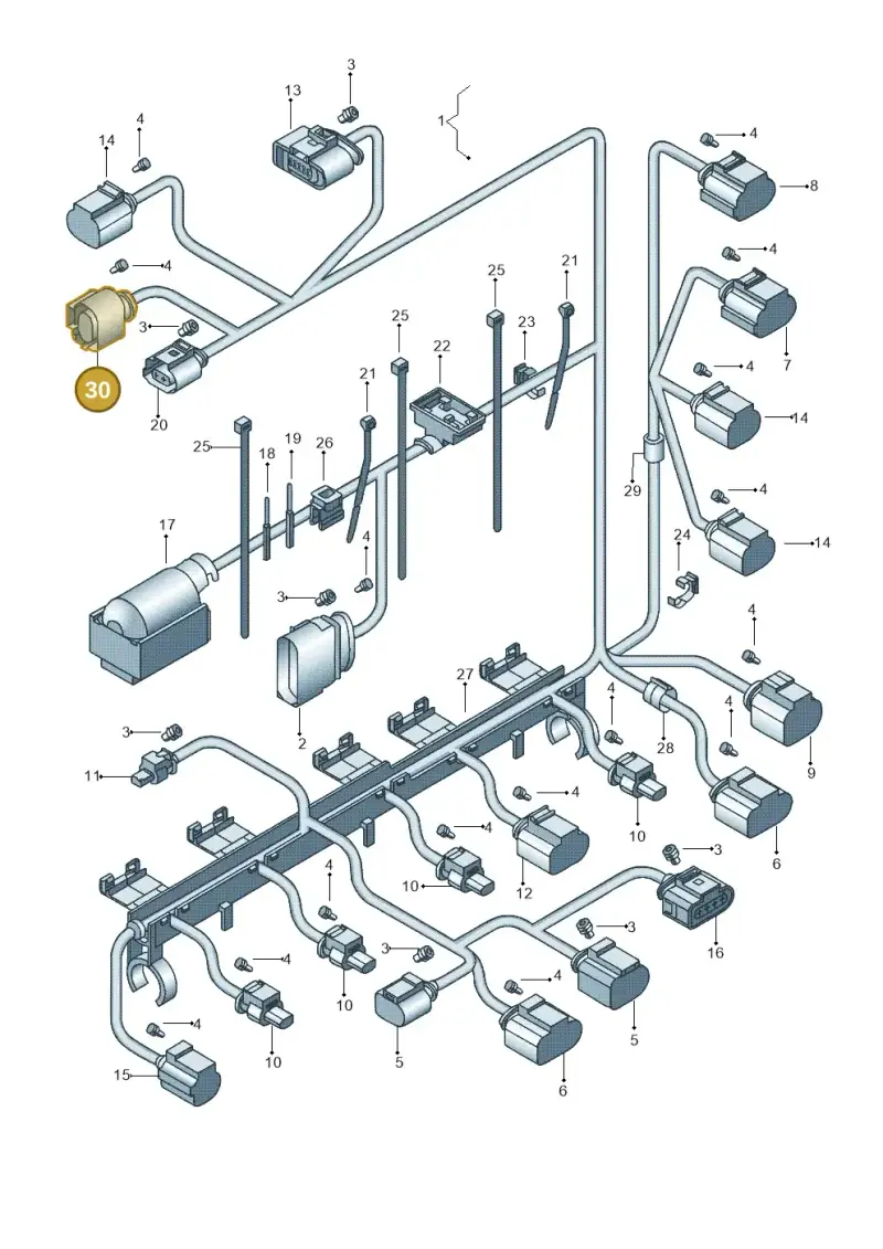 1J0973713G — Volkswagen Jetta (2014-2017) diagram 692971170, position 30