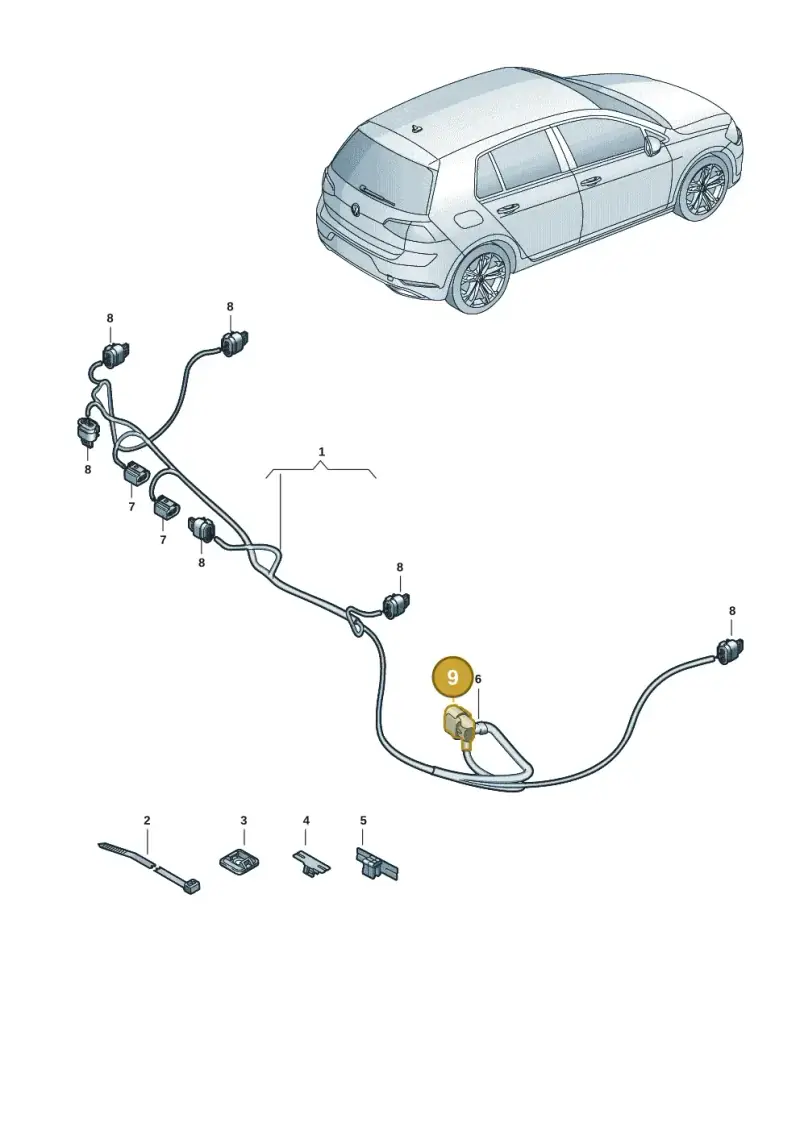 1J0973715 — Volkswagen Golf 2.0 BlueMotion (2019-2024) diagram 5h0972090, position 9
