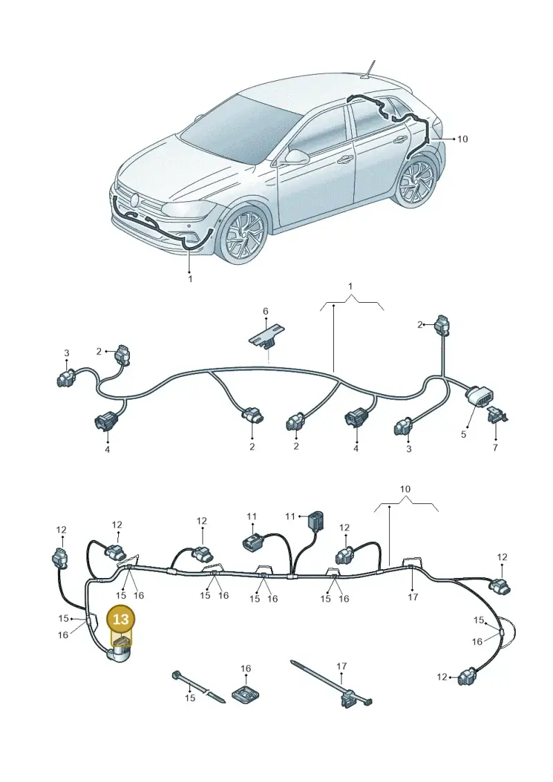 1J0973715 — Volkswagen Polo 1.0 BlueMotion (2017-2024) diagram 837971900, position 13