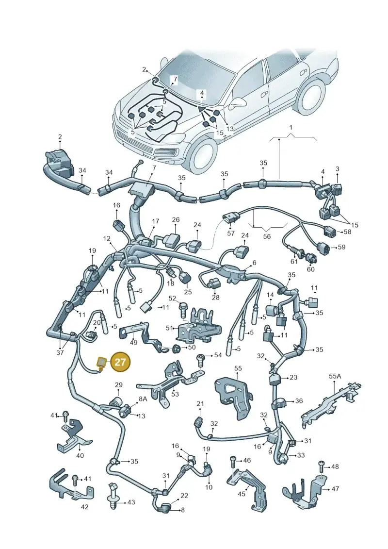 1J0973721 — Volkswagen Touareg (2014-2018) diagram 693971120, position 27