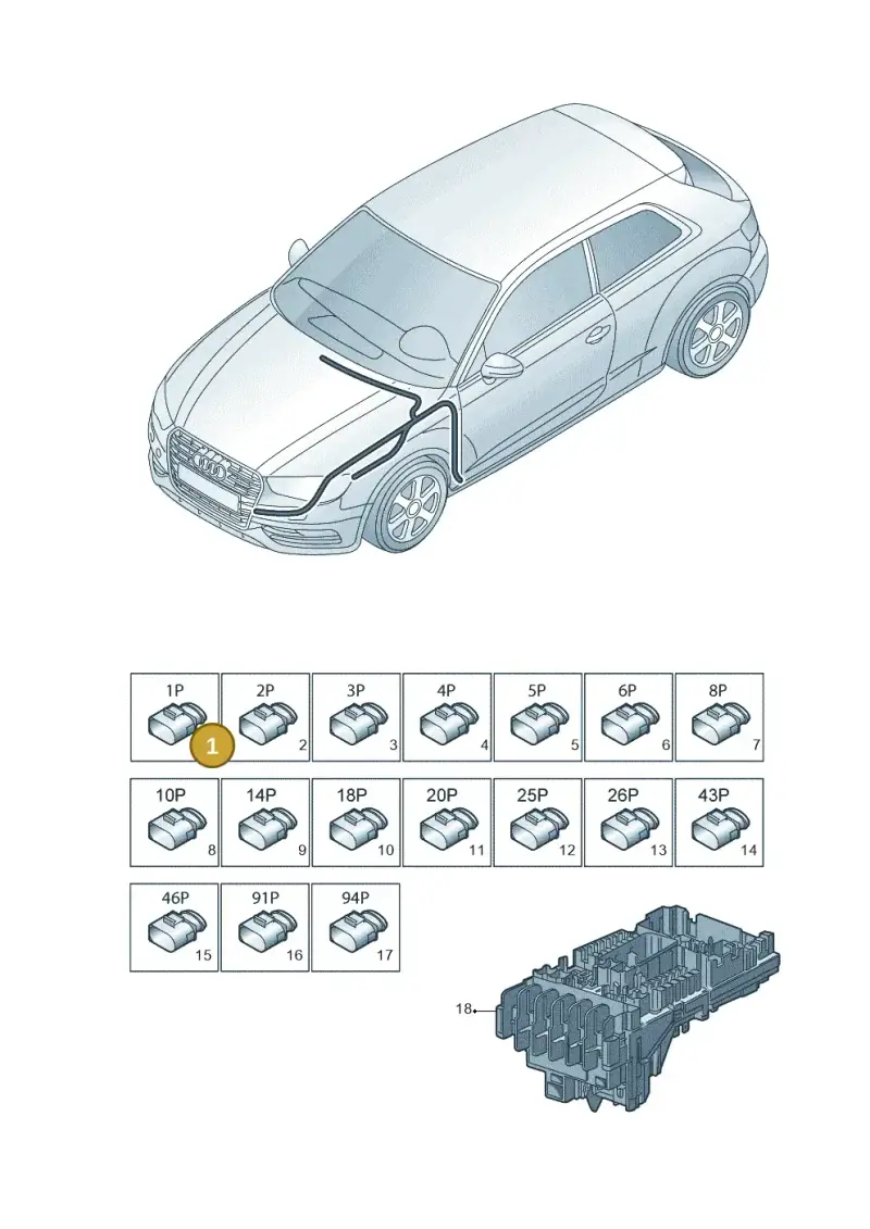 1J0973721 — Audi A3 Sportback (2012-2016) diagram 745971890, position 1