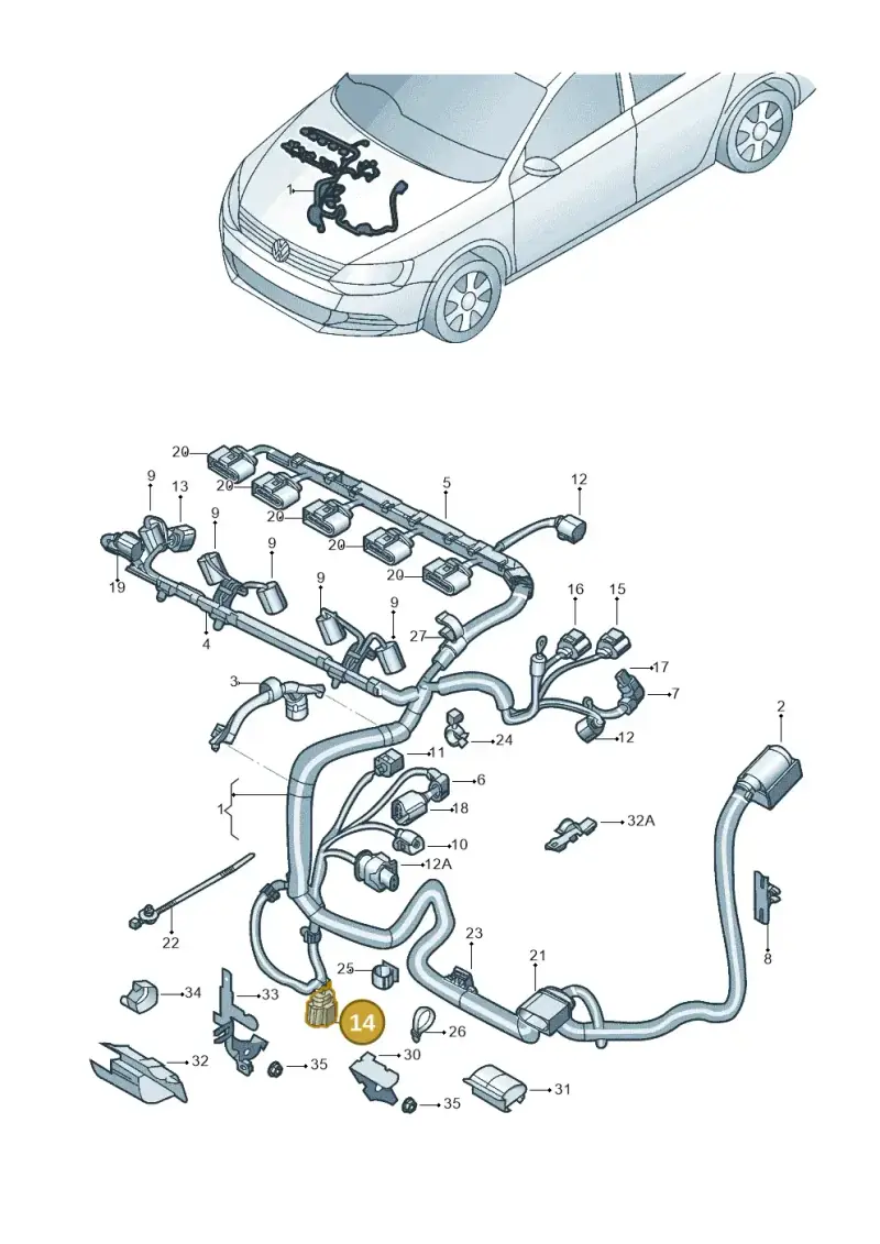1J0973723G — Volkswagen Jetta (2014-2017) diagram 789971005, position 14