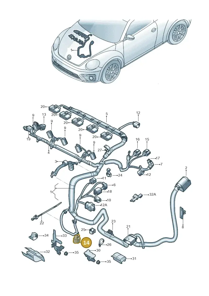 1J0973723G — Volkswagen Beetle (2016-2019) diagram 801971170, position 14