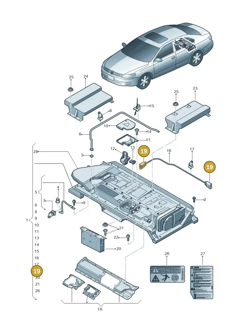 1J0973724A — Volkswagen Jetta (2014-2017) diagram 692915100, position 19