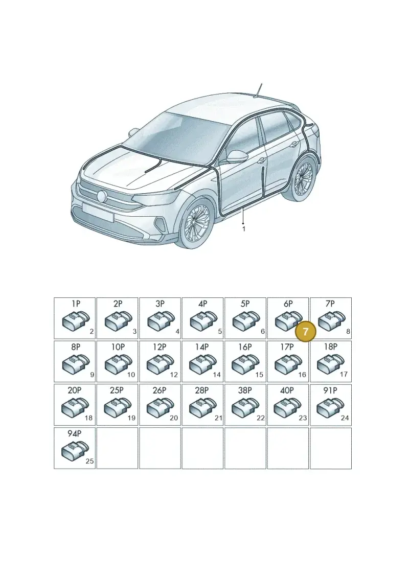 1J0973726 — Volkswagen Taigo (2021-2024) diagram 2f0971081, position 7