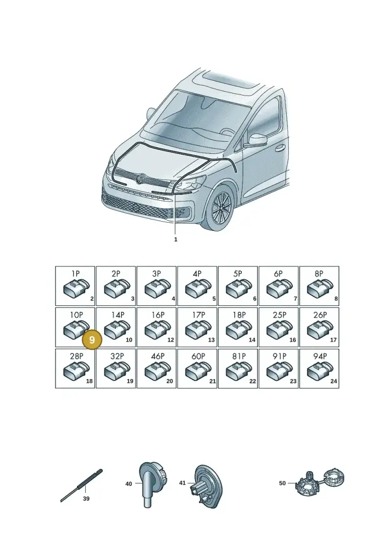 1J0973735 — Volkswagen Caddy Maxi Kombi (2020-2024) diagram 2ka971080, position 9