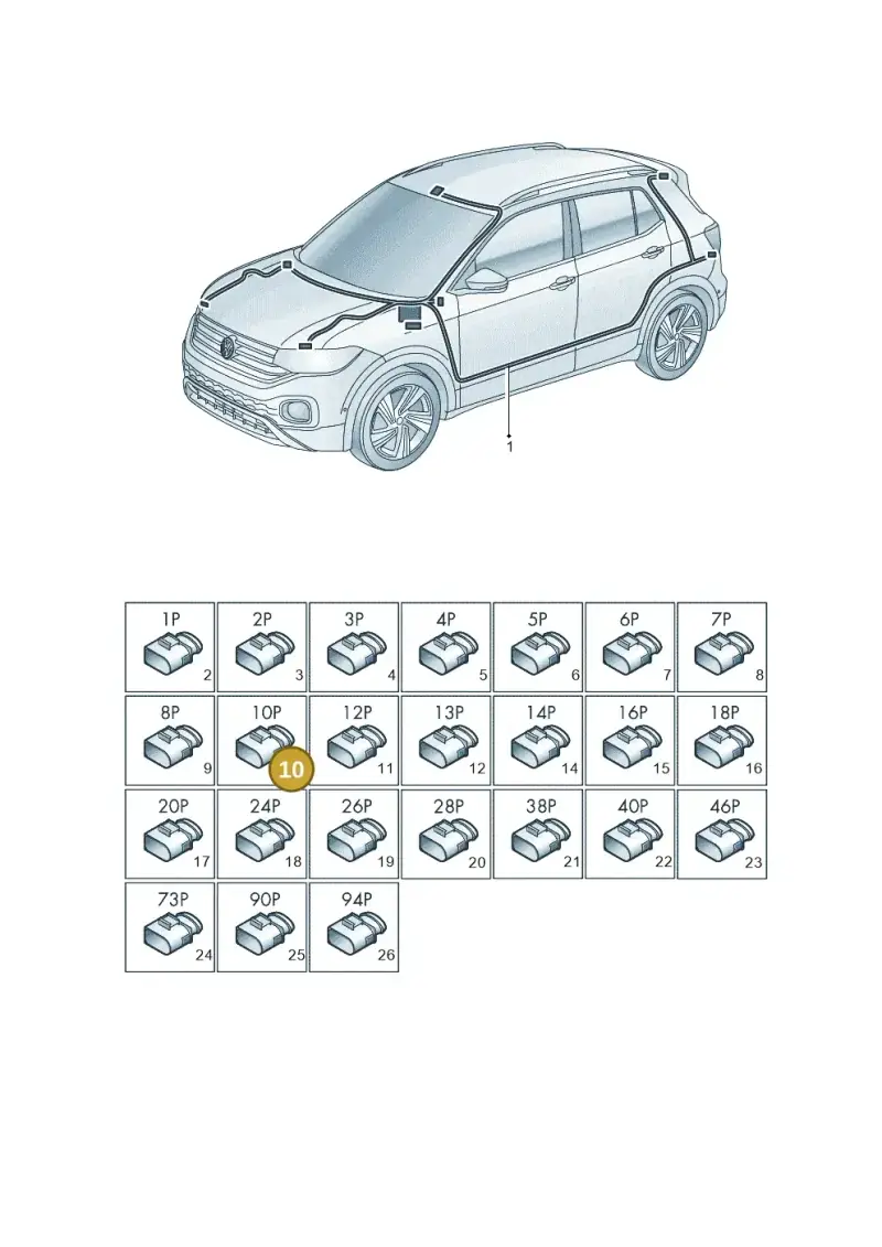 1J0973735 — Volkswagen T-Cross 1,0 (2018-2024) diagram 587971080, position 10