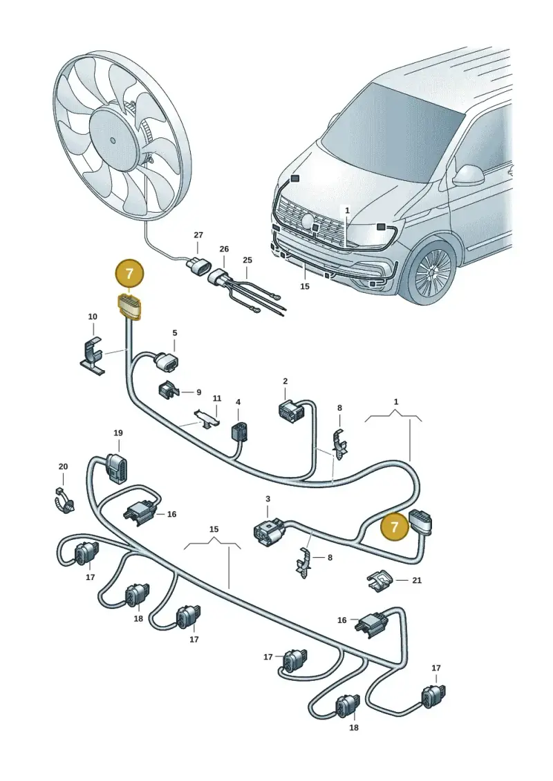 1J0973735 — Volkswagen Transport. multivan (2019-2024) diagram 7em971000, position 7
