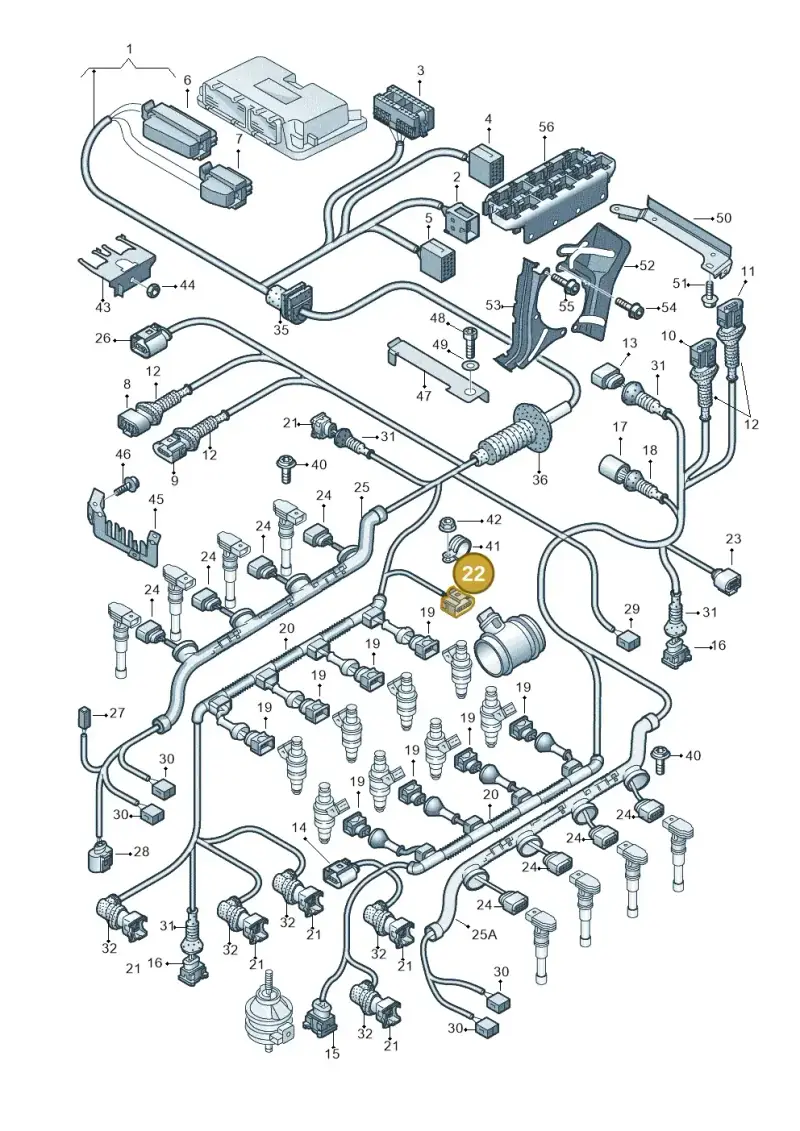 1J0973775A — Audi A8/S8/qu. lang (2003-2007) diagram 291971600, position 22