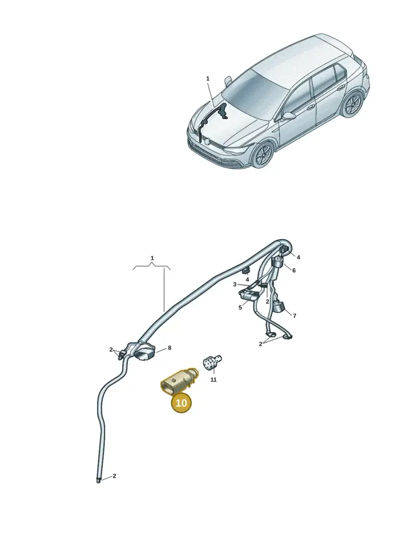1J0973822A — Volkswagen Golf 2.0 BlueMotion (2019-2024) diagram 5h0971088, position 10
