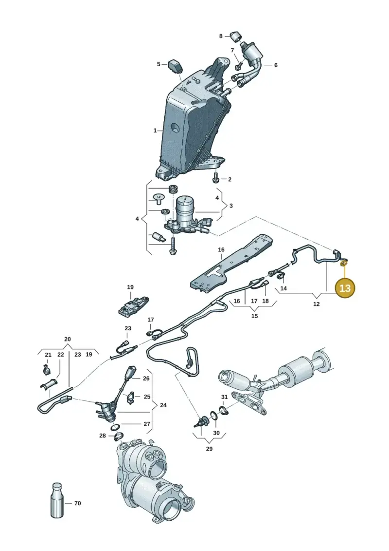 1J0973822A — Volkswagen Caddy Maxi Kombi (2020-2024) diagram 2ka253100, position 13
