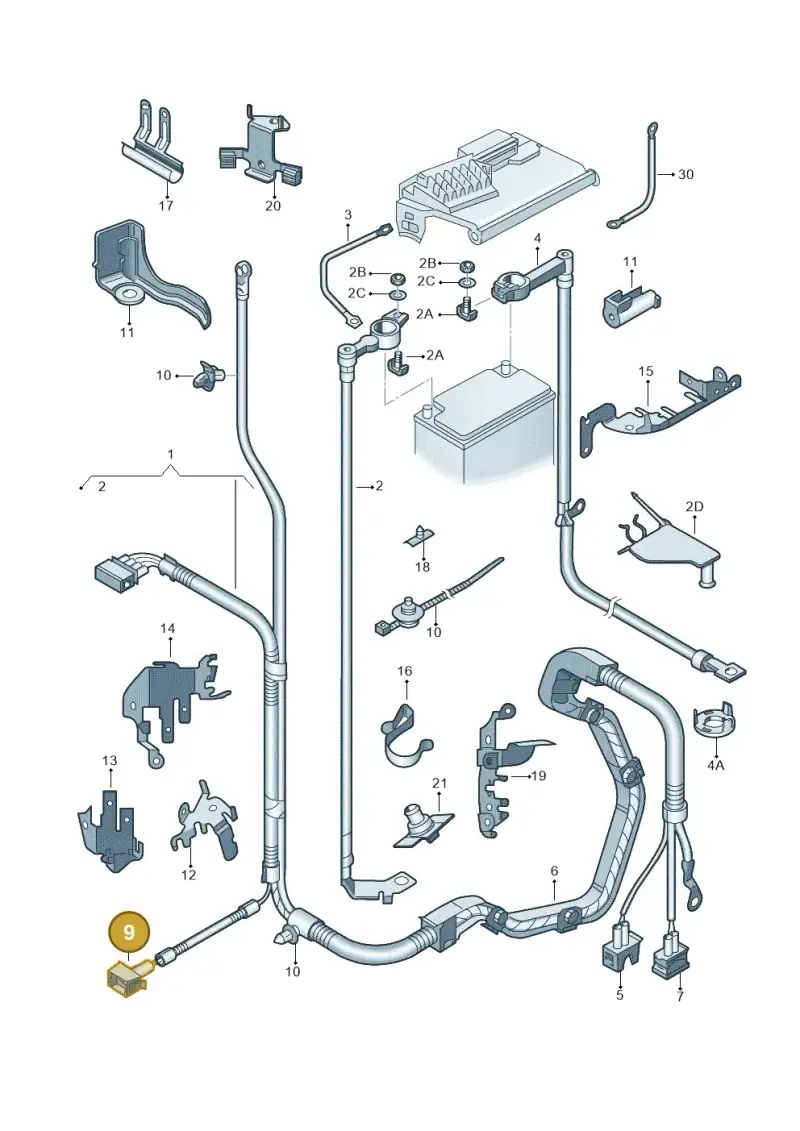 1J0973824A — Volkswagen Polo (2008-2009) diagram 253971650, position 9