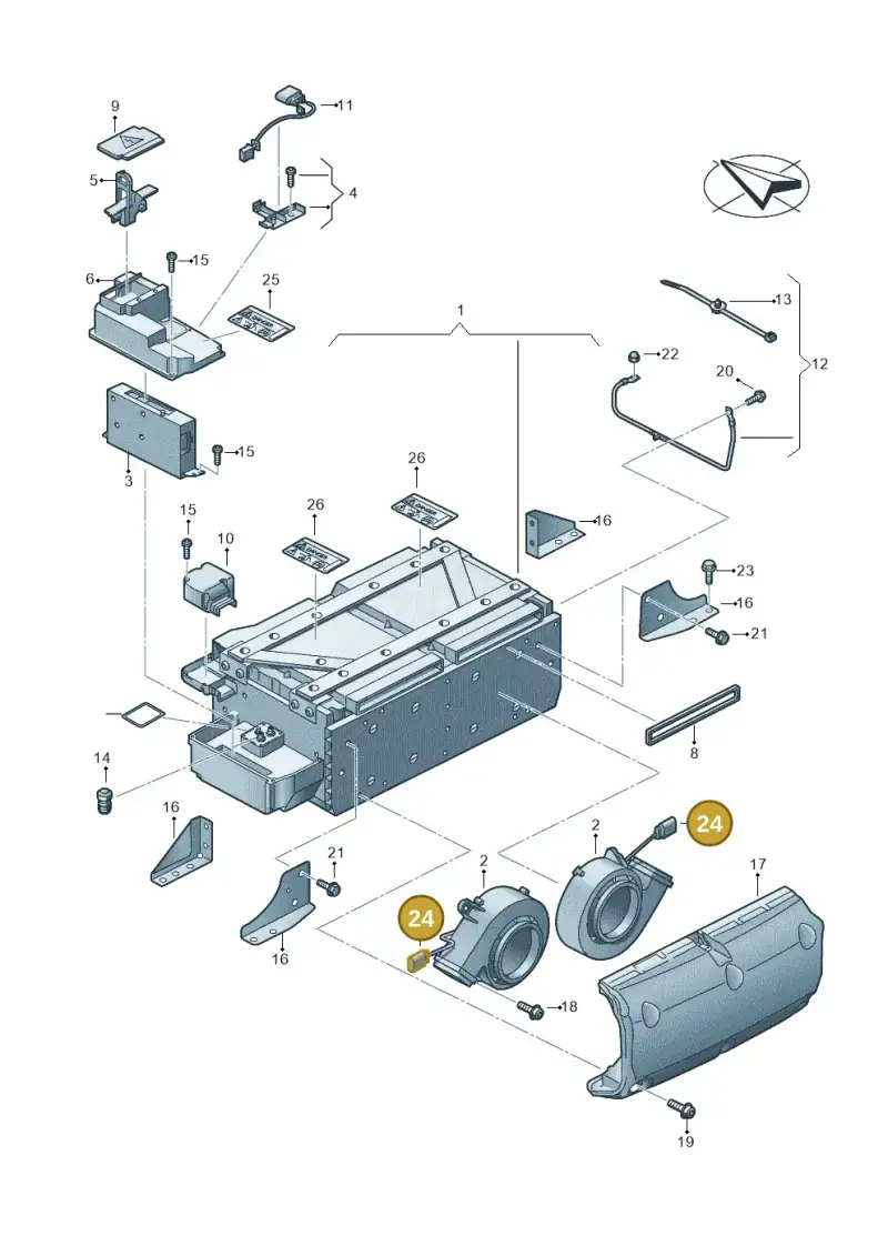 1J0973824A — Volkswagen Touareg (2012-2014) diagram 693901500, position 24