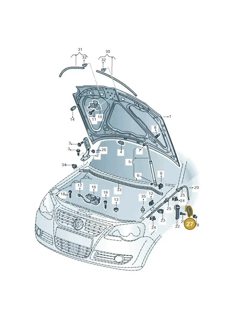 1J1823633A — Volkswagen Polo (2011-2014) diagram 544823100, position 27