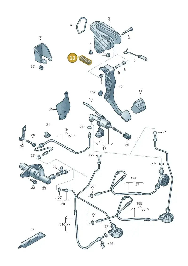 1J2721403A — Volkswagen Caddy kombi (2015-2020) diagram 718721250, position 13