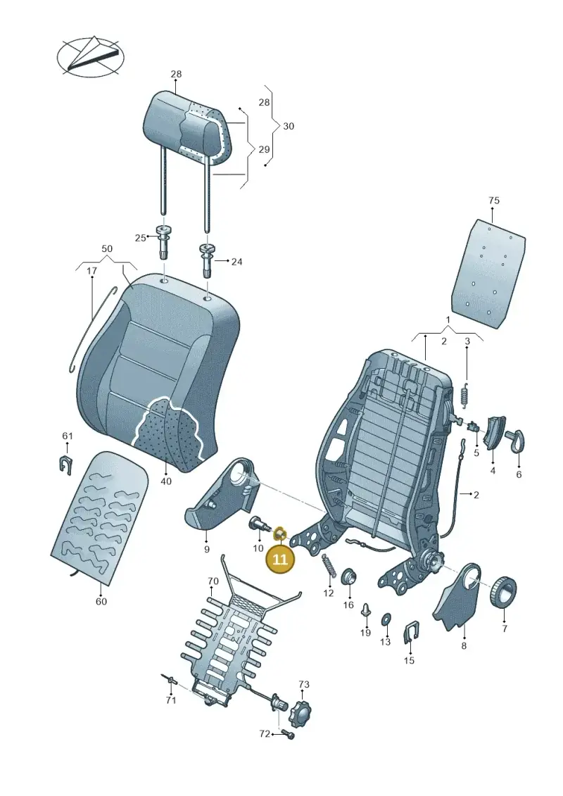 1J3881493 — Volkswagen Amarok twin cab (2016-2022) diagram 683881500, position 11
