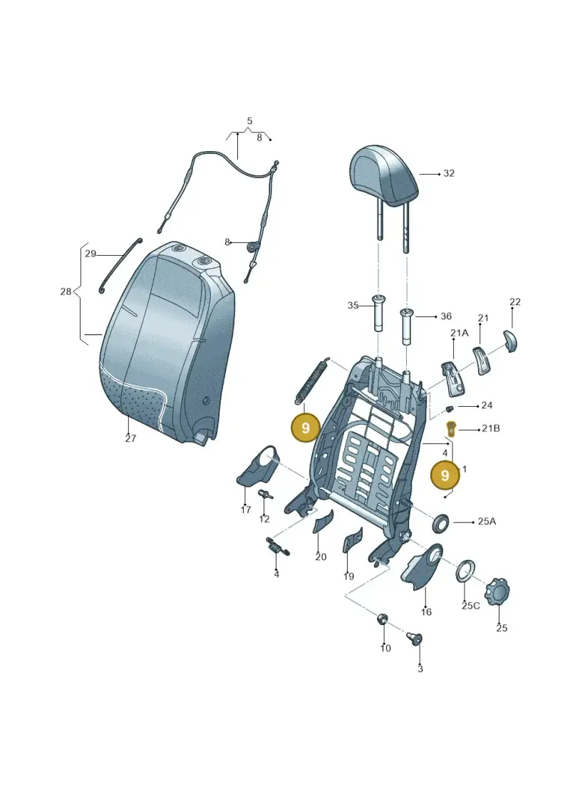 1J3881619 — Volkswagen New Beetle Cabrio.     06> (2005-) diagram 279881500, position 9