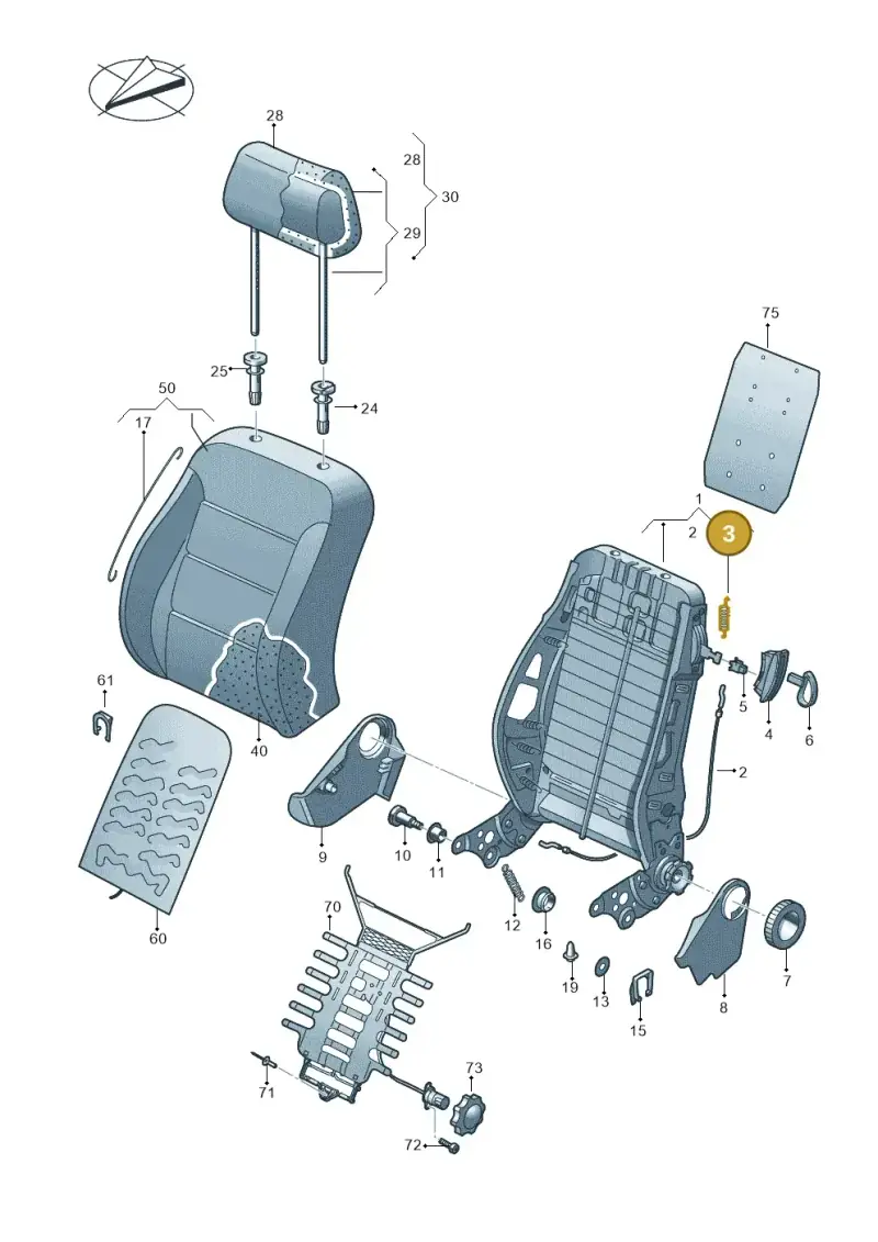 1J3881619 — Volkswagen Amarok twin cab (2016-2022) diagram 683881500, position 3