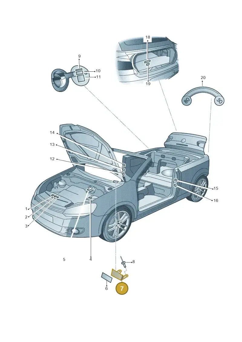 1K0000302B — Volkswagen Golf Cabriolet (2011-2016) diagram 718010000, position 7