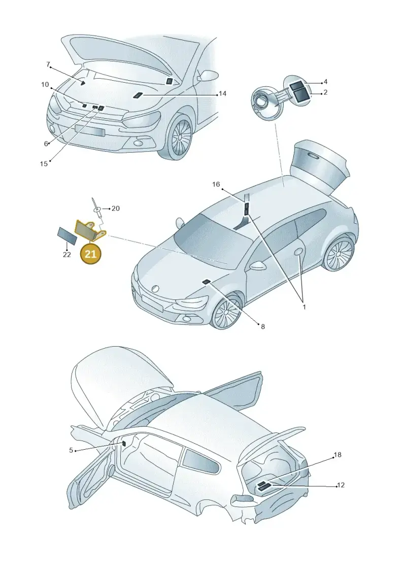1K0000302B — Volkswagen Scirocco 2.0 (2014-2017) diagram 651010000, position 21