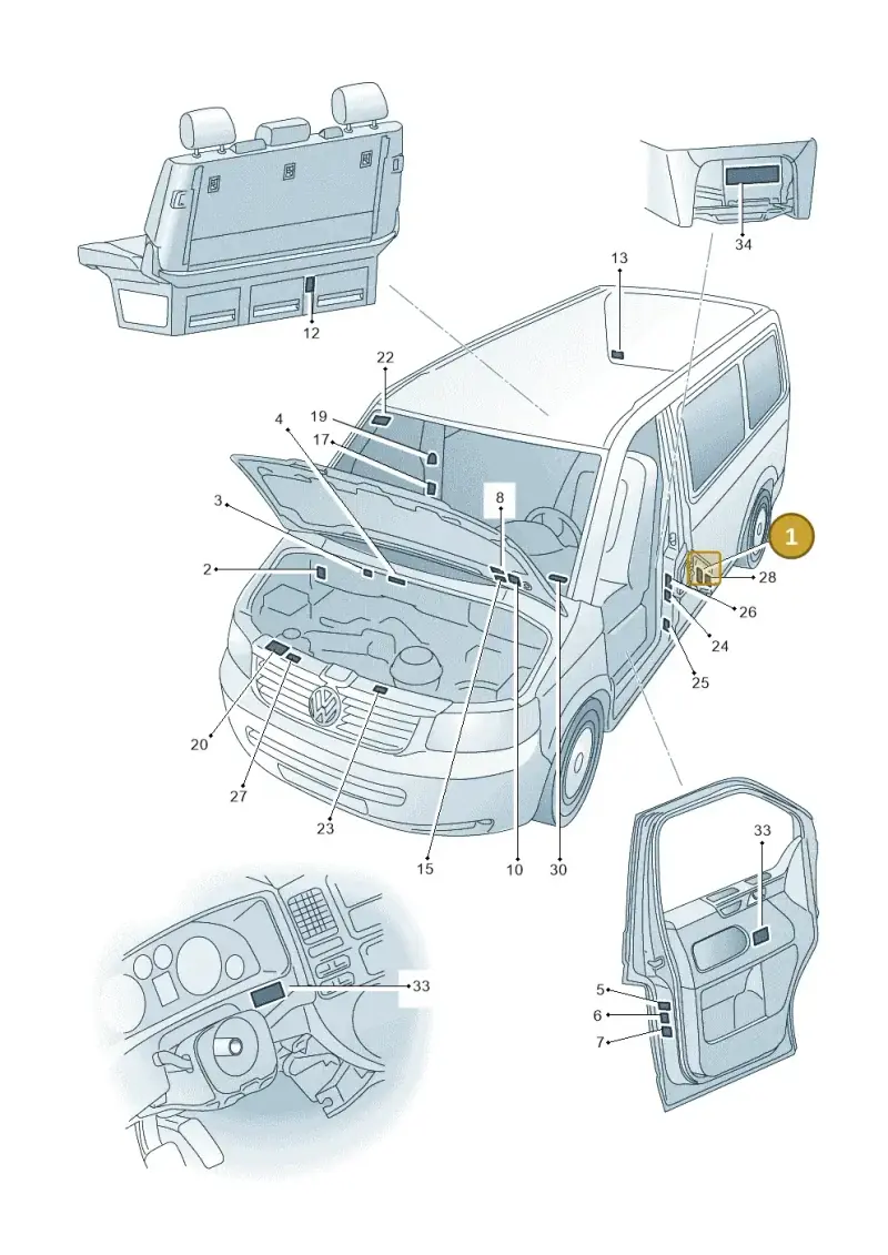 1K0010012 — Volkswagen Caravelle (2015-2019) diagram 861010000, position 1