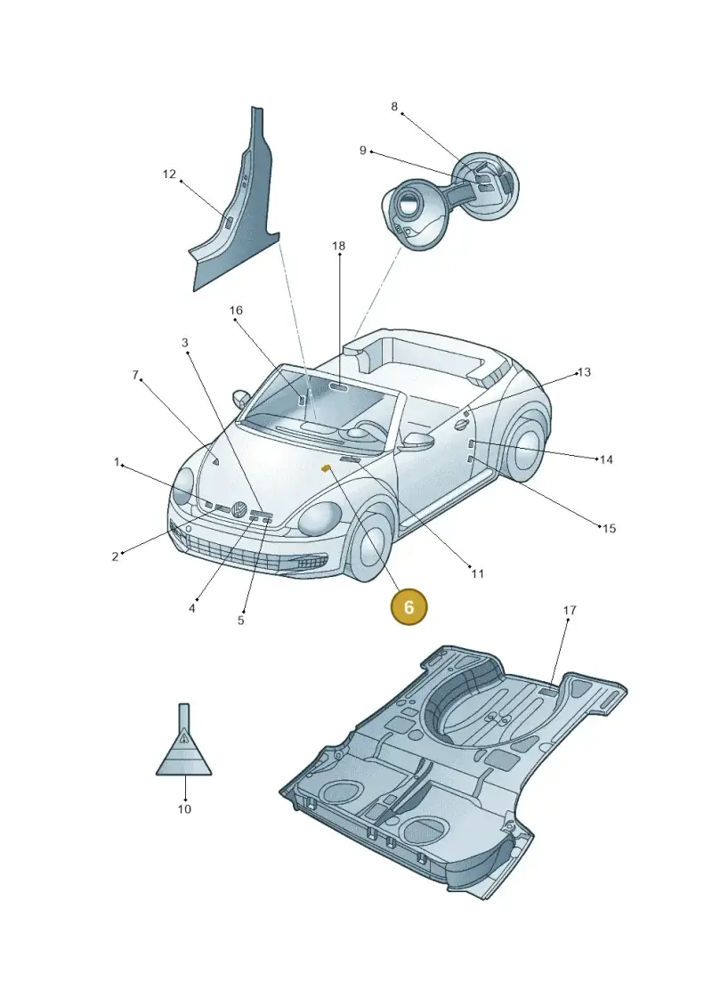 1K0010358A — Volkswagen New beetle cabriolet (2011-2016) diagram 716010000, position 6