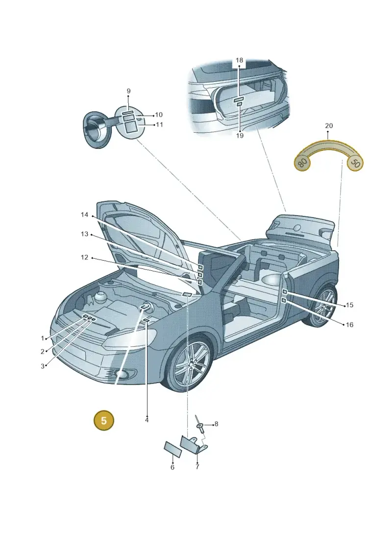 1K0010358A — Volkswagen Golf Cabriolet (2011-2016) diagram 718010000, position 5