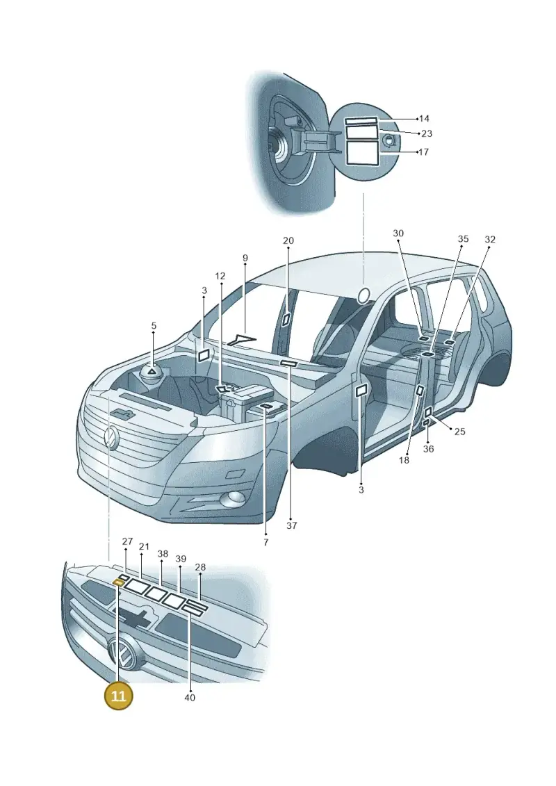 1K0010375P — Volkswagen Tiguan 4Motion (2011-2018) diagram 634010000, position 11