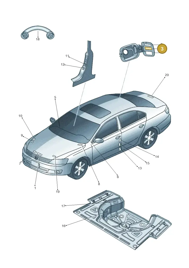 1K0010455F — Volkswagen Jetta (2010-2014) diagram 692010000, position 3