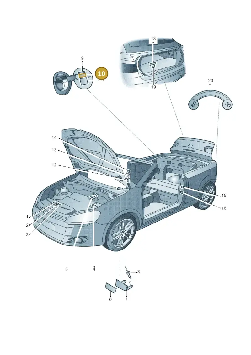 1K0010455F — Volkswagen Golf Cabriolet (2011-2016) diagram 718010000, position 10