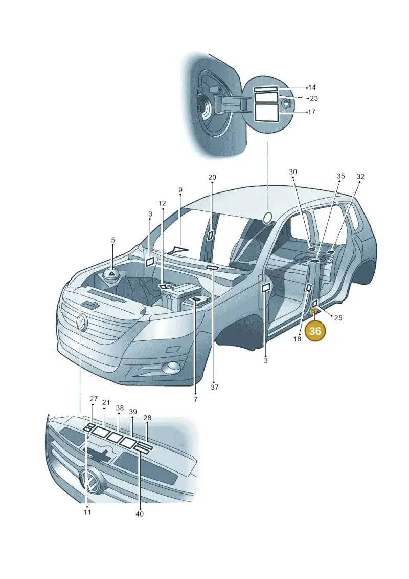 1K0010467T — Volkswagen Tiguan 4Motion (2011-2018) diagram 634010000, position 36