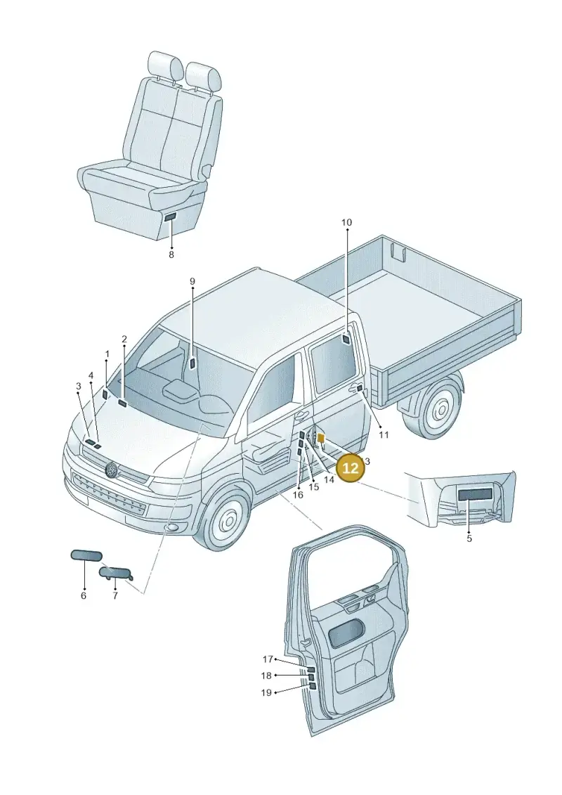 1K0010497J — Volkswagen Transporter Single Cab (2015-2019) diagram 862010000, position 12