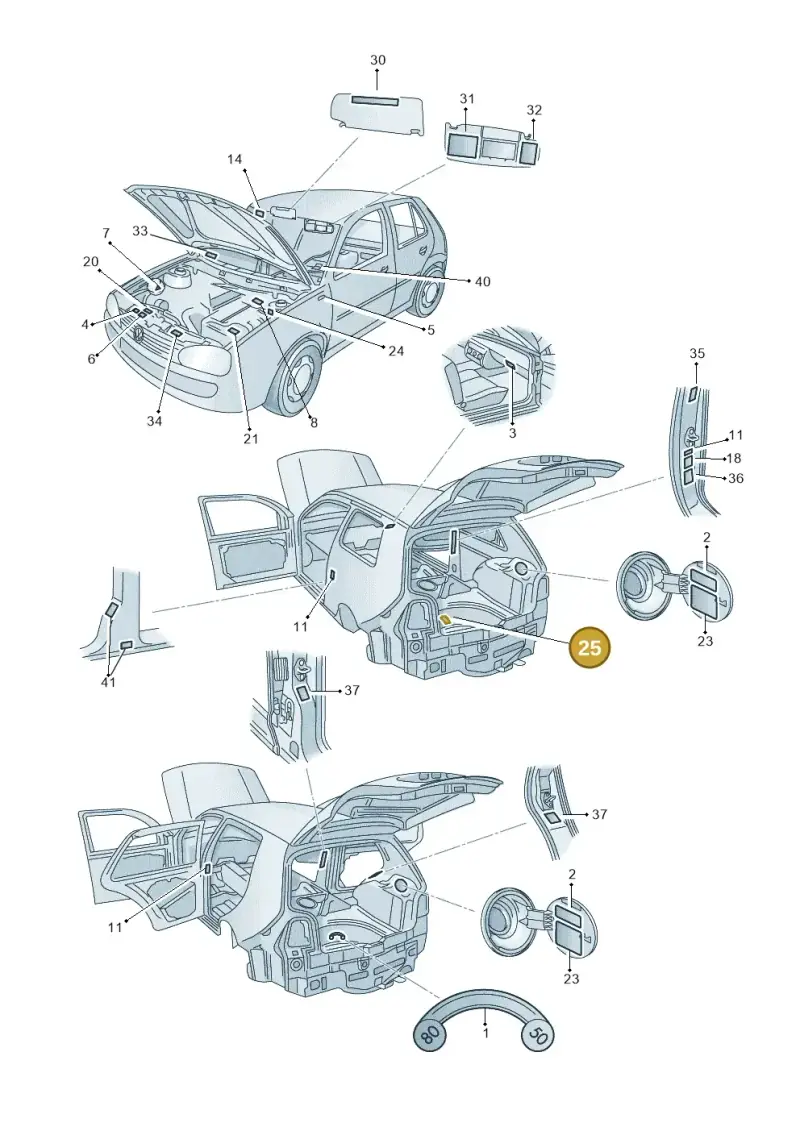 1K0010617A — Volkswagen Polo (2012-2014) diagram 203010000, position 25