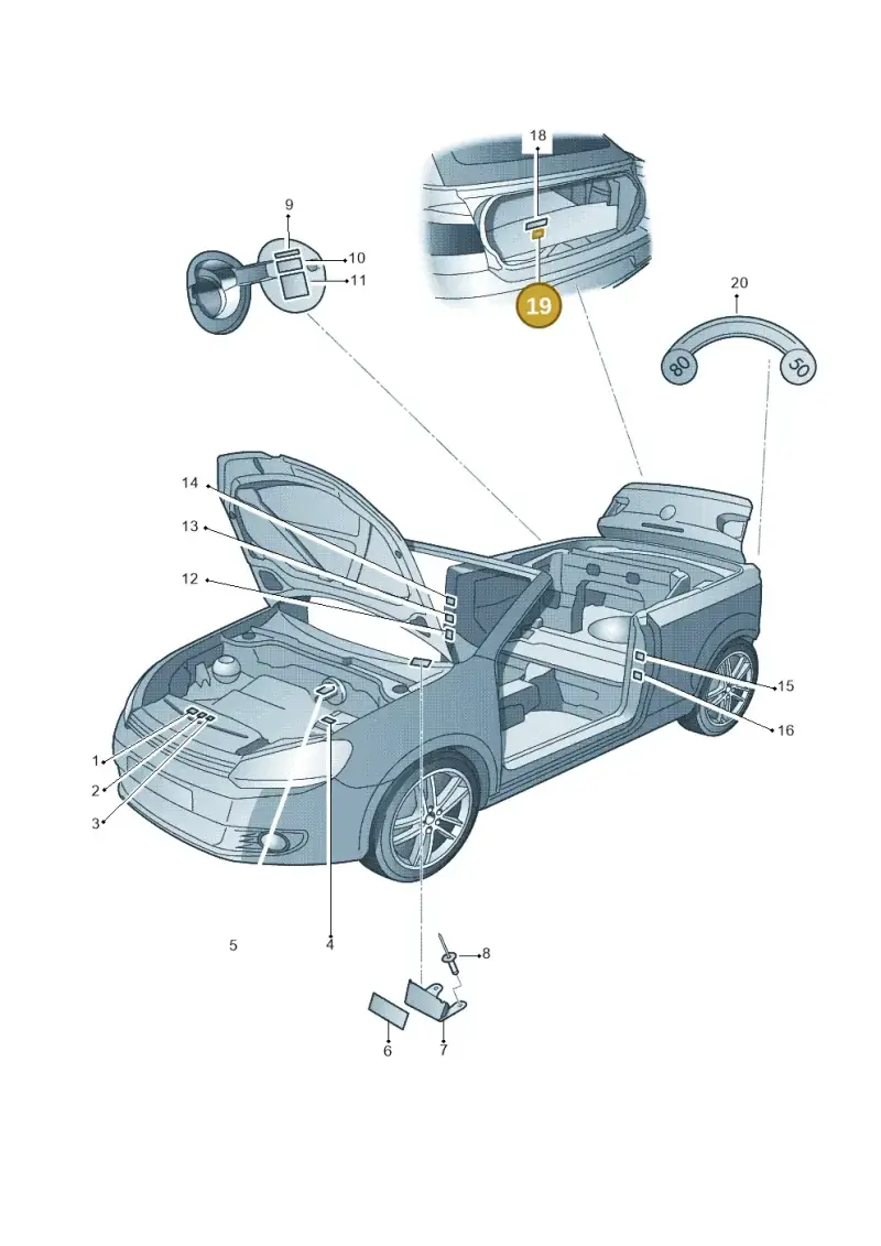 1K0010617A — Volkswagen Golf Cabriolet (2011-2016) diagram 718010000, position 19